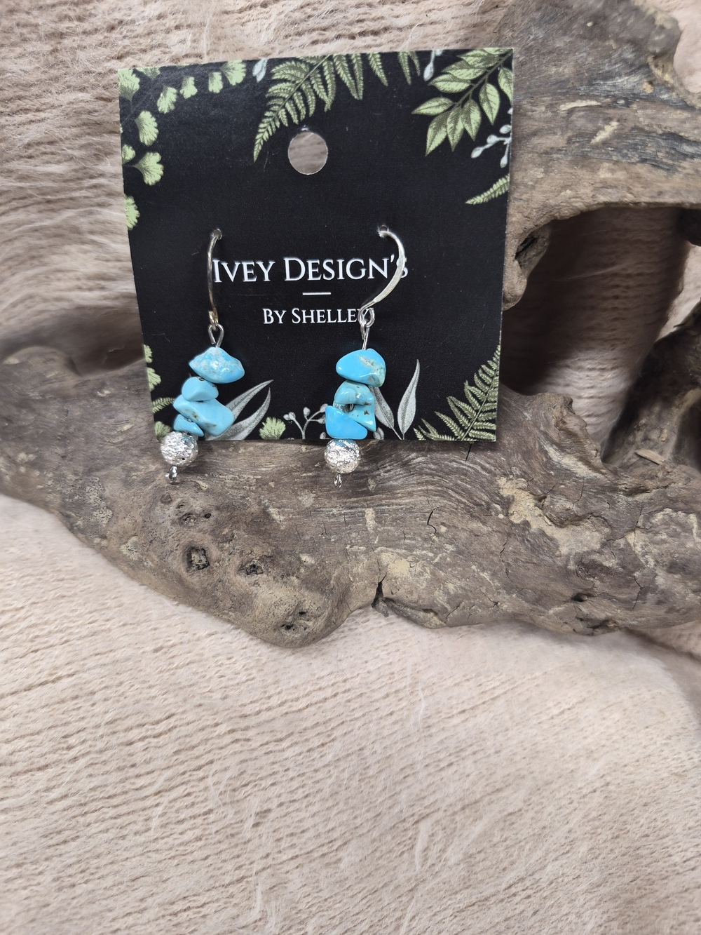 Turquoise Chip Drop Earrings by Shelley